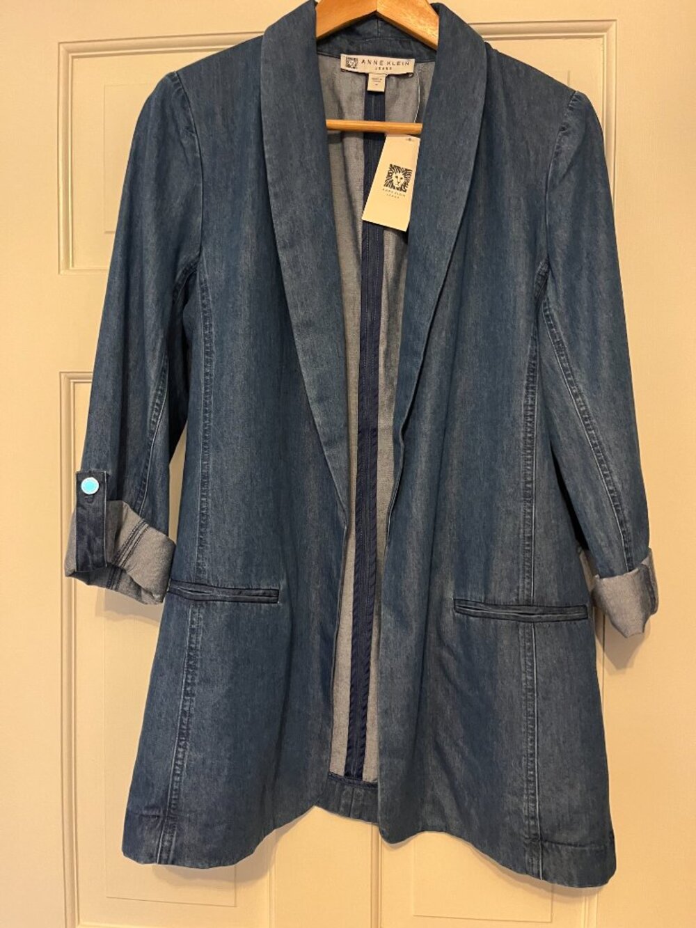 Anne Klein Jeans Cotton Denim Blazer Size Medium, New with Tags
